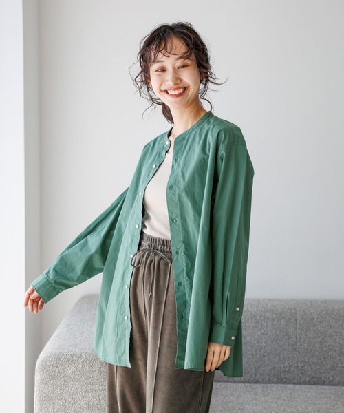 niko and...(ニコアンド)の「マーセバンドBIGシャツ(シャツ/ブラウス・レディース・ホワイト/チャコール/オレンジ/グリーン/ライトブルー/ネイビー・MEDIUM/LARGE)」の3枚目の写真