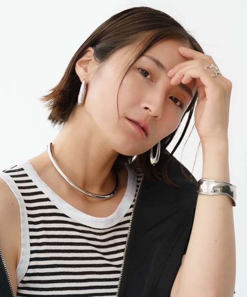 Mia (ミア)の「ジャージーボーダー タンクトップ(タンクトップ・レディース・ホワイト×ブラック・FREE)」の13枚目の写真