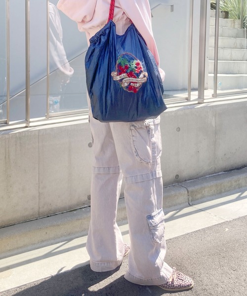 Casselini（キャセリーニ）の「Casselini(キャセリーニ)フード刺繍マーケットバッグ（トートバッグ・レディース・シルバー/ブラック/ゴールド/パープル/ネイビー・FREE）」の16枚目の写真