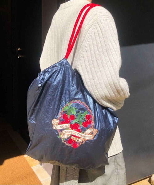 Casselini（キャセリーニ）の「Casselini(キャセリーニ)フード刺繍マーケットバッグ（トートバッグ・レディース・シルバー/ブラック/ゴールド/パープル/ネイビー・FREE）」の9枚目の写真