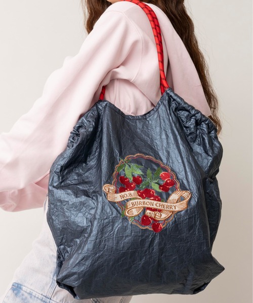 Casselini（キャセリーニ）の「Casselini(キャセリーニ)フード刺繍マーケットバッグ（トートバッグ・レディース・シルバー/ブラック/ゴールド/パープル/ネイビー・FREE）」の18枚目の写真