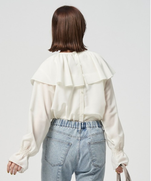 Right-on(ライトオン)の「【HONEYSUCKLE ROSE】シアーフリルブラウス(シャツ/ブラウス・レディース・ブラウン/ブラック/オフホワイト・M-L)」の7枚目の写真