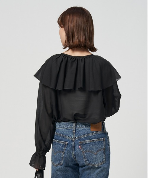 Right-on(ライトオン)の「【HONEYSUCKLE ROSE】シアーフリルブラウス(シャツ/ブラウス・レディース・ブラウン/ブラック/オフホワイト・M-L)」の10枚目の写真