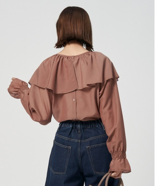 Right-on(ライトオン)の「【HONEYSUCKLE ROSE】シアーフリルブラウス(シャツ/ブラウス・レディース・ブラウン/ブラック/オフホワイト・M-L)」の12枚目の写真