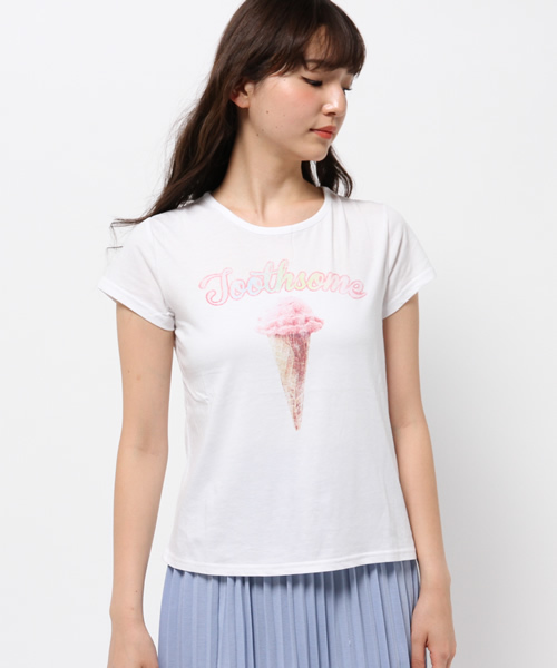 WEGO（ウィゴー）の「WEGO/スウィートTシャツ（Tシャツ/カットソー・レディース・ライトピンク/オフホワイト・FREE）」の5枚目の写真