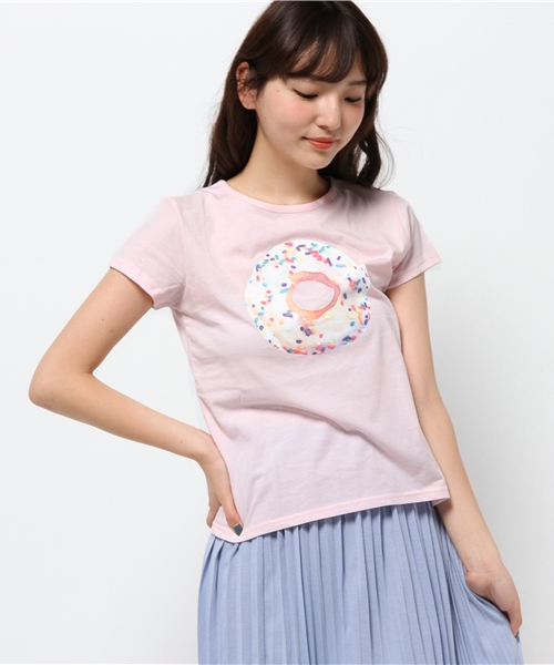 WEGO（ウィゴー）の「WEGO/スウィートTシャツ（Tシャツ/カットソー・レディース・ライトピンク/オフホワイト・FREE）」の4枚目の写真