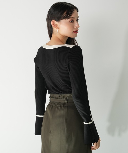 TRUDEA(トルディア)の「ボートネック配色ニット(ニット/セーター・レディース・ブラック/ホワイト・MEDIUM/LARGE)」の11枚目の写真