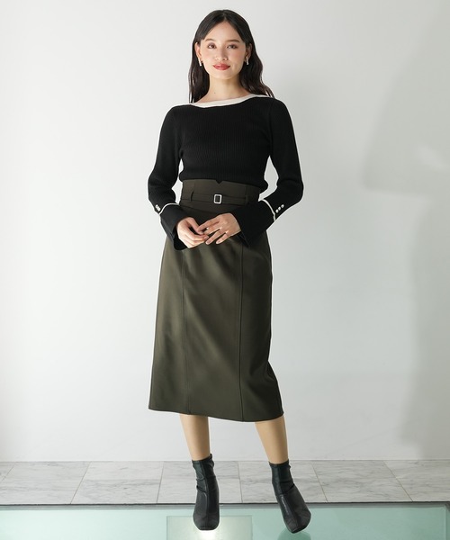 TRUDEA(トルディア)の「ボートネック配色ニット(ニット/セーター・レディース・ブラック/ホワイト・MEDIUM/LARGE)」の12枚目の写真