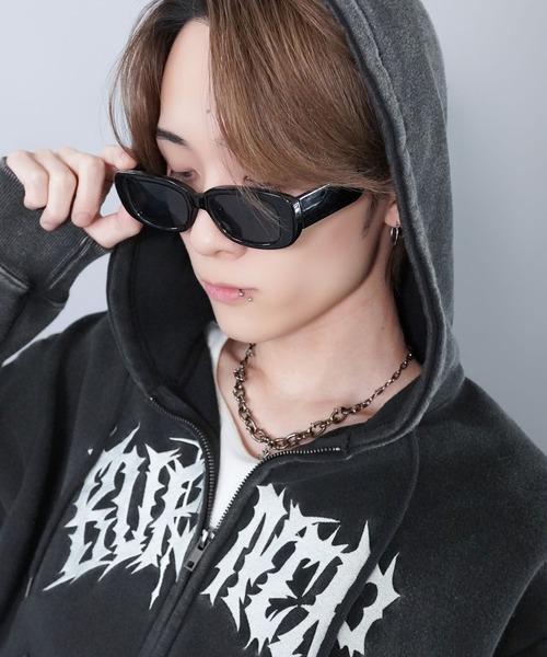 ナローフレームスクエアサングラス/Y2K・韓国ストリート/ユニセックス