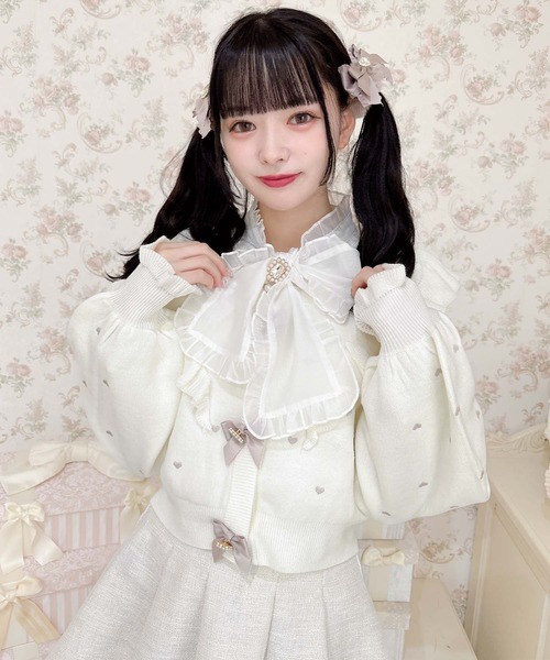 ROJITA(ロジータ)の「ハートドットショートニットカーデ(カーディガン/ボレロ・レディース・ブラック/ホワイト/ピンク・FREE)」の2枚目の写真