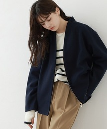 Pierrot（ピエロ）の「メルトンVネックノーカラーショートコート（ノーカラーコート）」