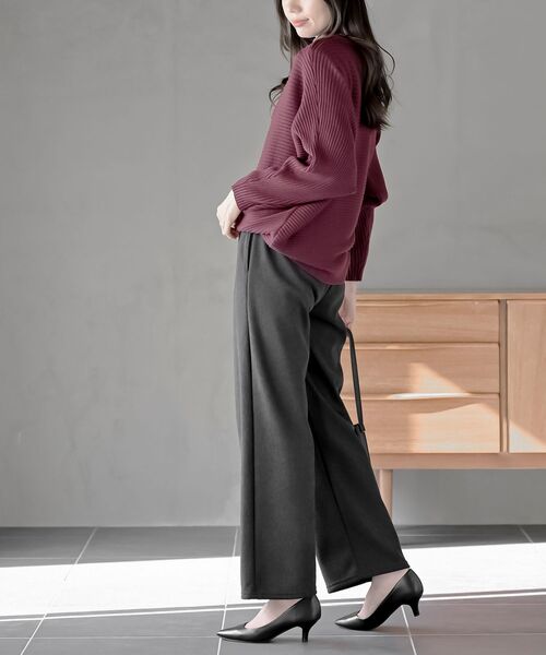 rps（アールピーエス）の「テレコ裏シャギーパンツ（その他パンツ・レディース・アイボリー/チャコールグレー/ブラック・フリー）」の5枚目の写真