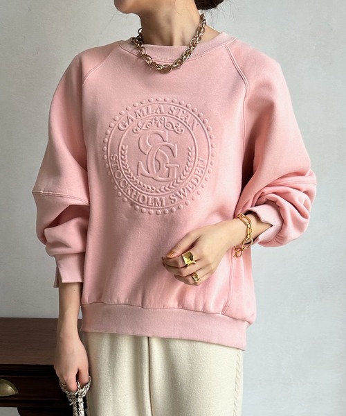 DouDou（ドゥドゥ）の「【WEB限定】 裏起毛エンボスロゴトップス（その他トップス・レディース・オフホワイト/ピンク/チャコールグレー・FREE）」の11枚目の写真