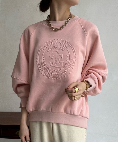 DouDou（ドゥドゥ）の「【WEB限定】 裏起毛エンボスロゴトップス（その他トップス・レディース・オフホワイト/ピンク/チャコールグレー・FREE）」の12枚目の写真