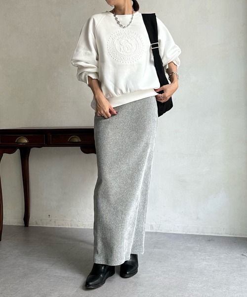 DouDou（ドゥドゥ）の「【WEB限定】 裏起毛エンボスロゴトップス（その他トップス・レディース・オフホワイト/ピンク/チャコールグレー・FREE）」の14枚目の写真