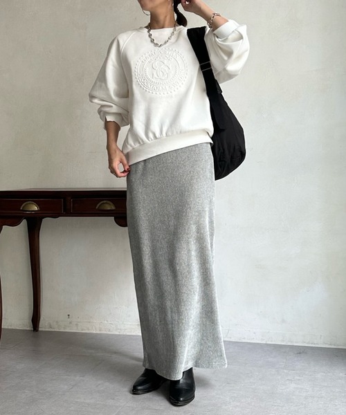 DouDou（ドゥドゥ）の「【WEB限定】 裏起毛エンボスロゴトップス（その他トップス・レディース・オフホワイト/ピンク/チャコールグレー・FREE）」の15枚目の写真