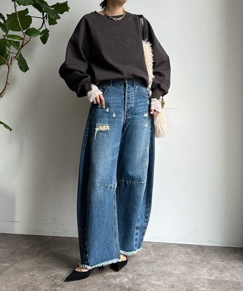 DouDou（ドゥドゥ）の「【WEB限定】 裏起毛エンボスロゴトップス（その他トップス・レディース・オフホワイト/ピンク/チャコールグレー・FREE）」の21枚目の写真