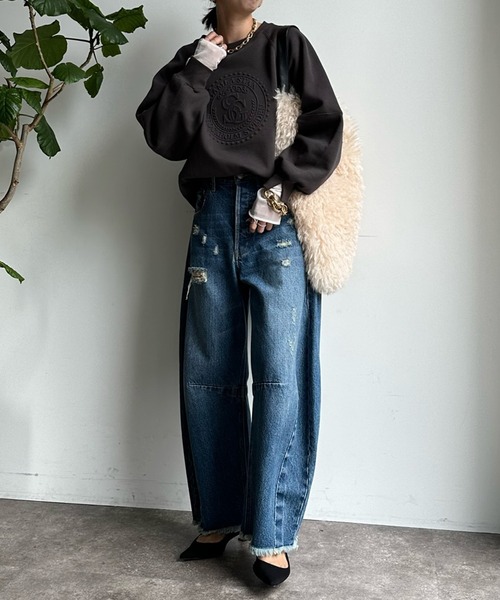 DouDou（ドゥドゥ）の「【WEB限定】 裏起毛エンボスロゴトップス（その他トップス・レディース・オフホワイト/ピンク/チャコールグレー・FREE）」の22枚目の写真