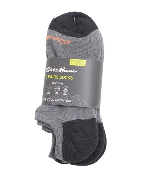 Eddie Bauer（エディーバウアー）の「3P ノーショウ ソックス（ソックス/靴下・メンズ・ブラック/グレー/ホワイト・26-28cm/23-25cm）」の10枚目の写真