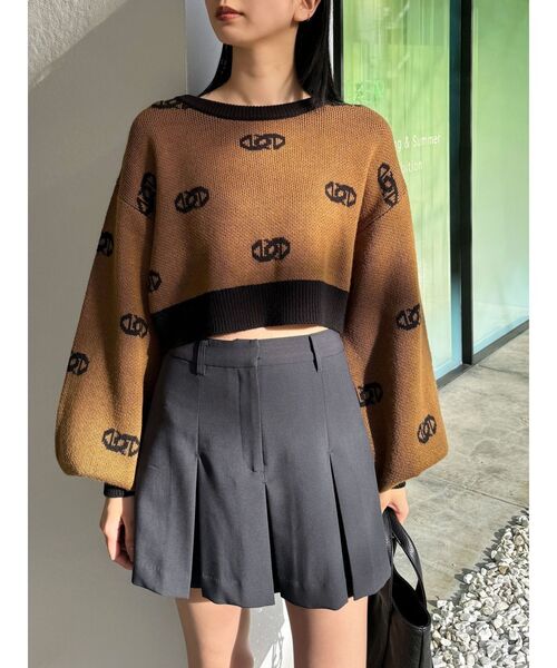 EMODA（エモダ）の「クルーネッククロップニット（ニット/セーター・レディース・ブラウン/ブラック・FREE）」の5枚目の写真