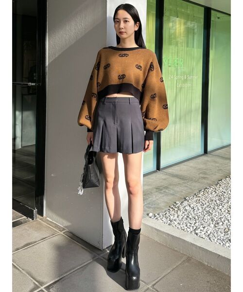 EMODA（エモダ）の「クルーネッククロップニット（ニット/セーター・レディース・ブラウン/ブラック・FREE）」の6枚目の写真