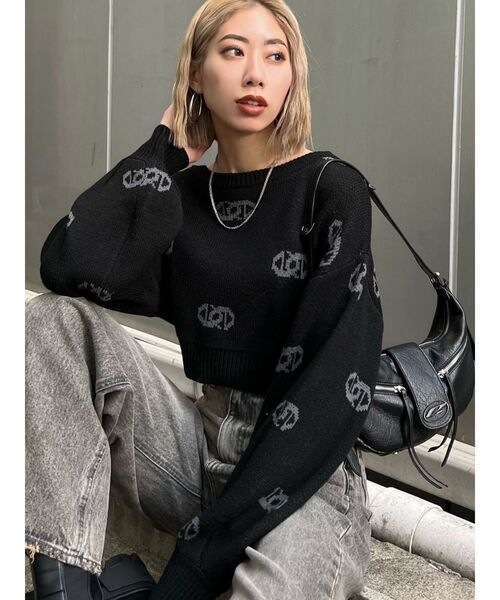 EMODA（エモダ）の「クルーネッククロップニット（ニット/セーター・レディース・ブラウン/ブラック・FREE）」の8枚目の写真