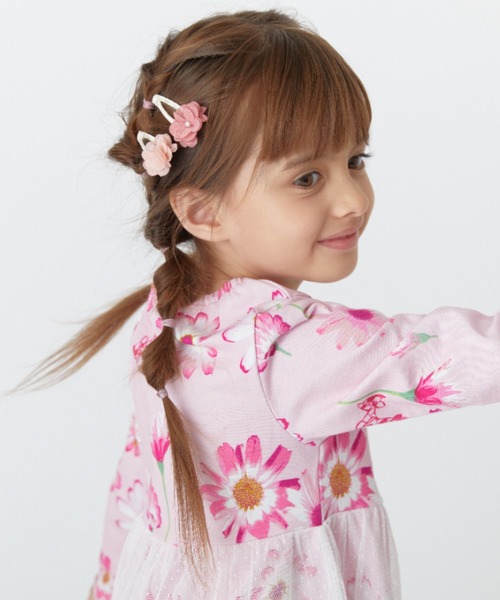HAKKA KIDS（ハッカキッズ）の「フラワーモチーフヘアクリップ（バレッタ/ヘアクリップ・キッズ・ピンク/パープル・FREE）」の2枚目の写真
