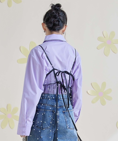 miette(ミエット)の「前後2wayパール付きチュールワンピース(ワンピース・レディース・ブラック/オフホワイト・FREE)」の12枚目の写真