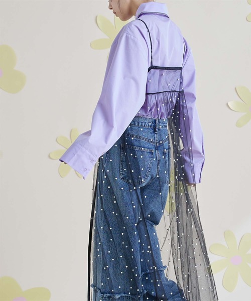 miette(ミエット)の「前後2wayパール付きチュールワンピース(ワンピース・レディース・ブラック/オフホワイト・FREE)」の16枚目の写真