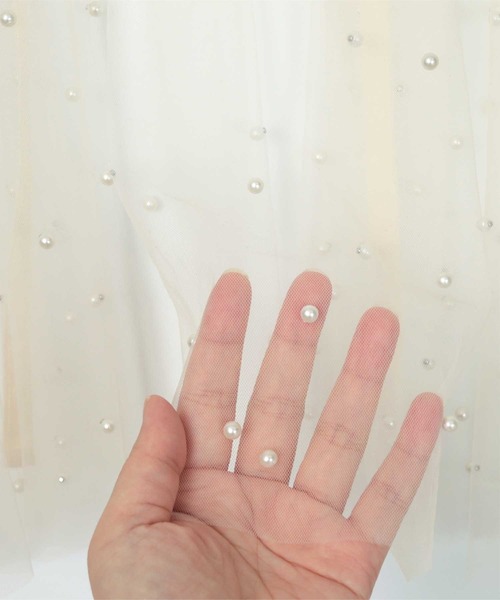 miette(ミエット)の「前後2wayパール付きチュールワンピース(ワンピース・レディース・ブラック/オフホワイト・FREE)」の10枚目の写真
