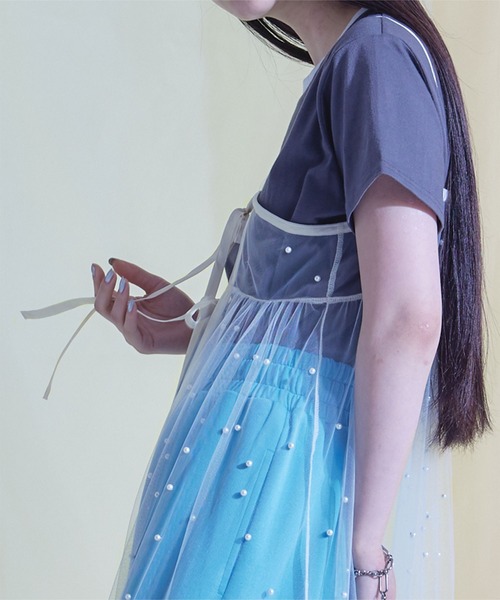 miette(ミエット)の「前後2wayパール付きチュールワンピース(ワンピース・レディース・ブラック/オフホワイト・FREE)」の18枚目の写真