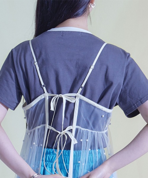miette(ミエット)の「前後2wayパール付きチュールワンピース(ワンピース・レディース・ブラック/オフホワイト・FREE)」の19枚目の写真