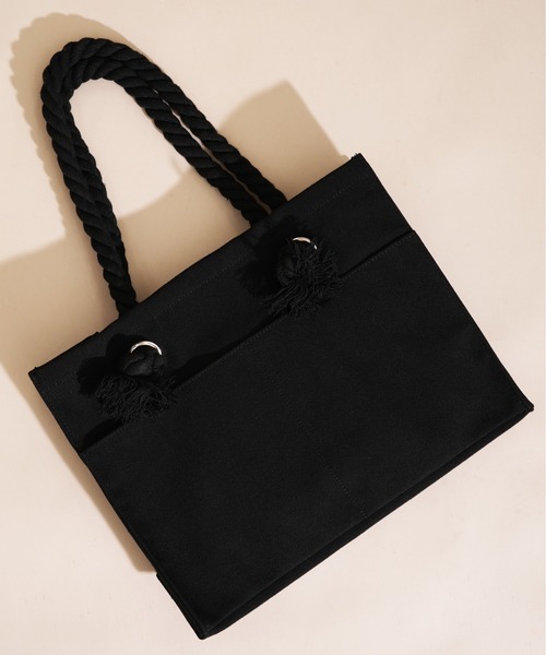 GYDA（ジェイダ）の「【GYDA/ジェイダ】 ショッパー風 キャンバストート（トートバッグ・レディース・ブラック/アイボリー・FREE）」の14枚目の写真