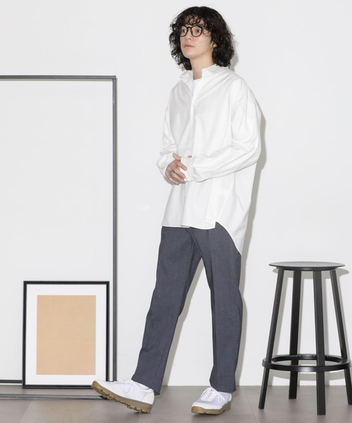 NANO universe（ナノユニバース）の「ビッグドレープシャツ 長袖（シャツ/ブラウス・メンズ・チャコール/グレー系その他4/ブラック/オフホワイト・S/M/L）」の2枚目の写真