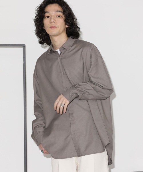 NANO universe（ナノユニバース）の「ビッグドレープシャツ 長袖（シャツ/ブラウス・メンズ・チャコール/グレー系その他4/ブラック/オフホワイト・S/M/L）」の4枚目の写真