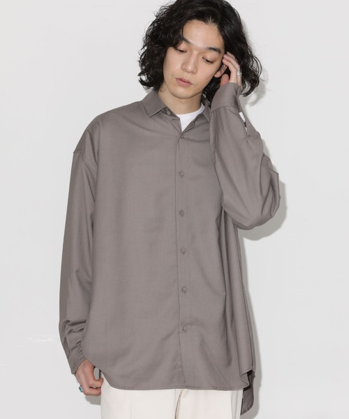 NANO universe（ナノユニバース）の「ビッグドレープシャツ 長袖（シャツ/ブラウス・メンズ・チャコール/グレー系その他4/ブラック/オフホワイト・S/M/L）」の19枚目の写真