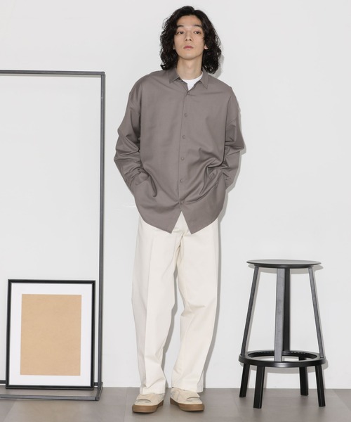 NANO universe（ナノユニバース）の「ビッグドレープシャツ 長袖（シャツ/ブラウス・メンズ・チャコール/グレー系その他4/ブラック/オフホワイト・S/M/L）」の22枚目の写真
