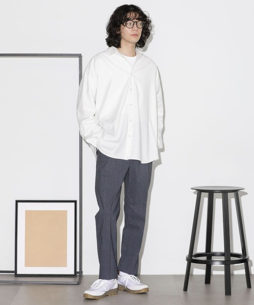 NANO universe（ナノユニバース）の「ビッグドレープシャツ 長袖（シャツ/ブラウス・メンズ・チャコール/グレー系その他4/ブラック/オフホワイト・S/M/L）」の16枚目の写真