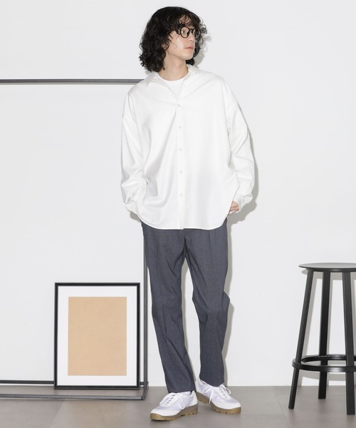 NANO universe（ナノユニバース）の「ビッグドレープシャツ 長袖（シャツ/ブラウス・メンズ・チャコール/グレー系その他4/ブラック/オフホワイト・S/M/L）」の17枚目の写真