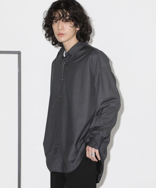 NANO universe（ナノユニバース）の「ビッグドレープシャツ 長袖（シャツ/ブラウス・メンズ・チャコール/グレー系その他4/ブラック/オフホワイト・S/M/L）」の6枚目の写真