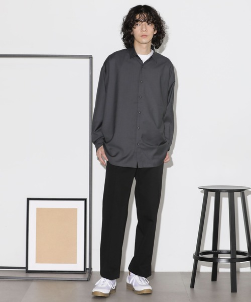 NANO universe（ナノユニバース）の「ビッグドレープシャツ 長袖（シャツ/ブラウス・メンズ・チャコール/グレー系その他4/ブラック/オフホワイト・S/M/L）」の8枚目の写真