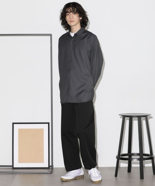 NANO universe（ナノユニバース）の「ビッグドレープシャツ 長袖（シャツ/ブラウス・メンズ・チャコール/グレー系その他4/ブラック/オフホワイト・S/M/L）」の10枚目の写真
