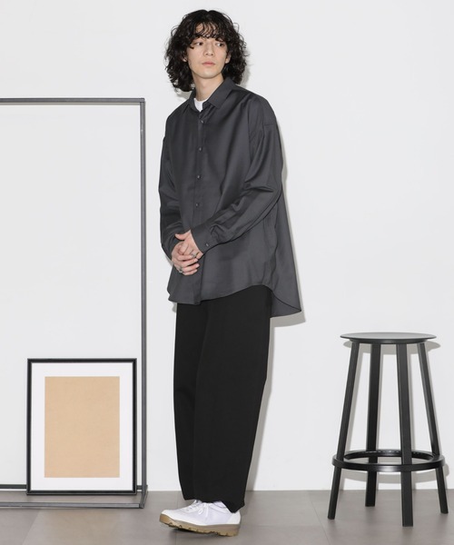 NANO universe（ナノユニバース）の「ビッグドレープシャツ 長袖（シャツ/ブラウス・メンズ・チャコール/グレー系その他4/ブラック/オフホワイト・S/M/L）」の11枚目の写真