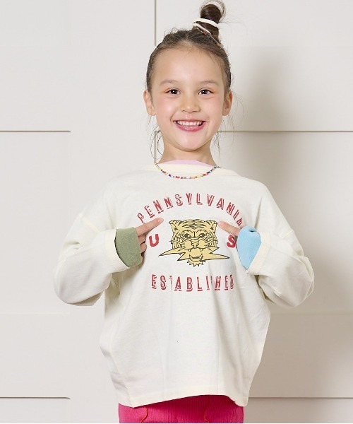 Life Support Products（ライフサポートプロダクツ）の「プリントロンティー（80～150cm）（Tシャツ/カットソー・キッズ・ホワイト系その他/ダークネイビー/レッド/ライトグリーン/ライトピンク/パープル/チャコール/グレー/オフホワイト/杢グレー・80/130/95/140/150/90/100/110/120）」の2枚目の写真