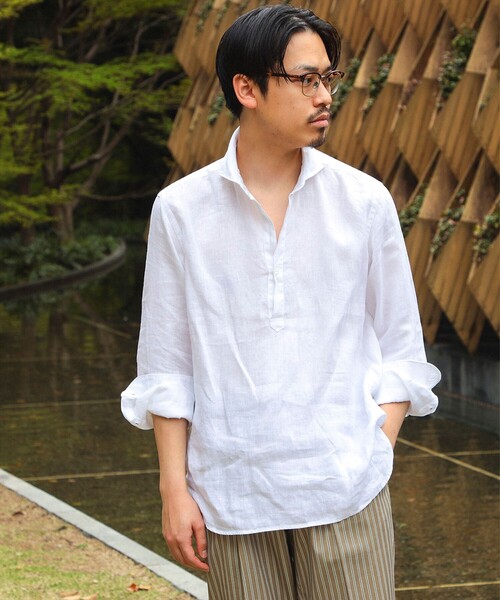 美品 ORIAN オリアン プルオーバー リネンシャツ Mサイズ