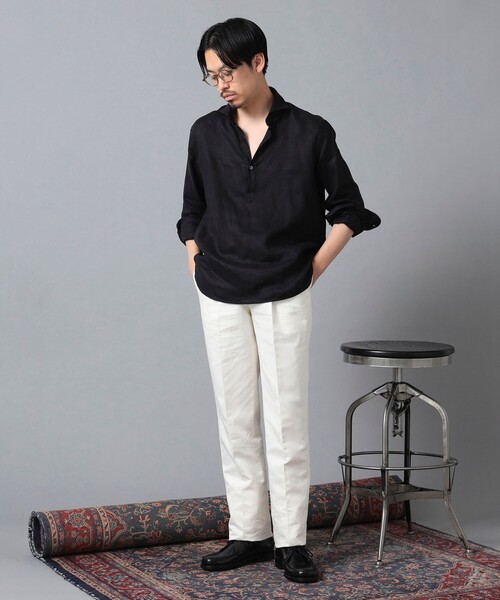 ORIAN / リネン プルオーバーシャツ　Mサイズ ORIAN シャツ / リネンコットン プルオーバー メンズ : ZOZOTOWN