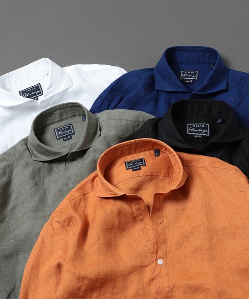 ORIAN（オリアン）の「ORIAN / リネン プルオーバーシャツ（シャツ/ブラウス・メンズ・ブラック/ホワイト/グリーン系その他5/オレンジ/インディゴブルー・SMALL/MEDIUM/LARGE/X-LARGE）」の6枚目の写真