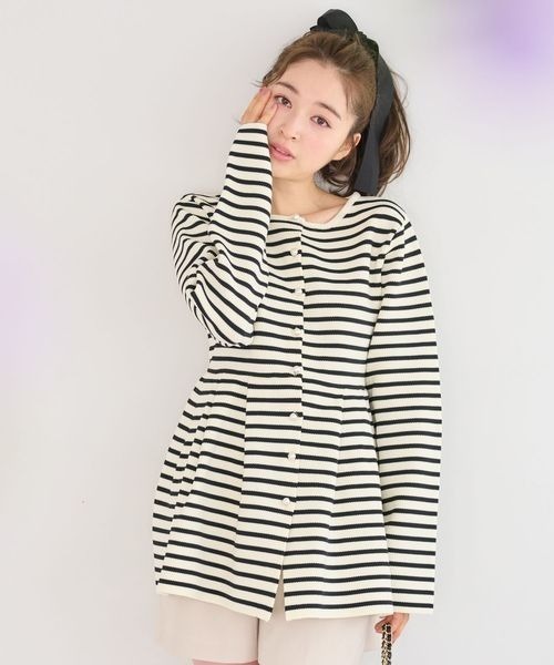 mysty woman(ミスティウーマン)の「パールボタンペプラムカーデ 101953(カーディガン/ボレロ・レディース・ベージュ系その他/ピンク/オフホワイト・FREE)」の21枚目の写真