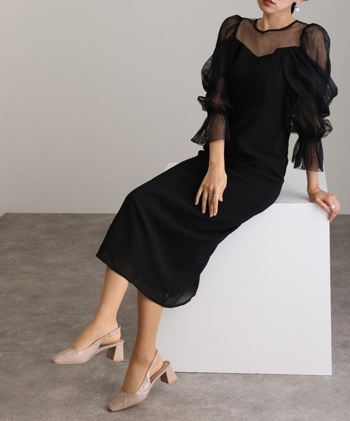 結婚式 同窓会 オケージョンドレス パーティードレス 袖あり&ロング