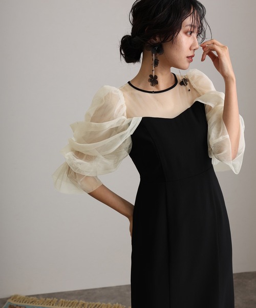 結婚式 同窓会 オケージョンドレス パーティードレス 袖あり&ロング